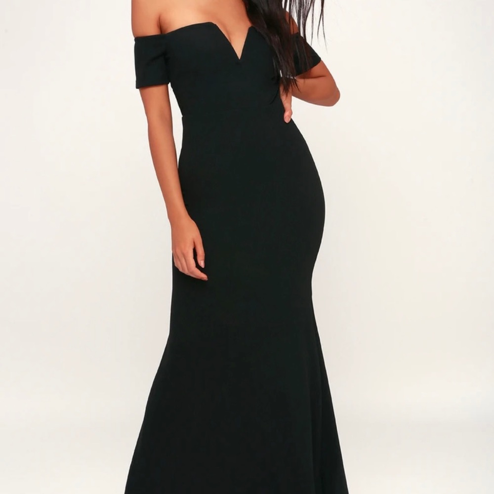 Lulus Lynne Black Off-the-Shoulder Maxi Dress